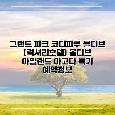 그랜드 파크 코디파루 몰디브 (럭셔리호텔) 몰디브 아일랜드 아고다 특가 예약정보