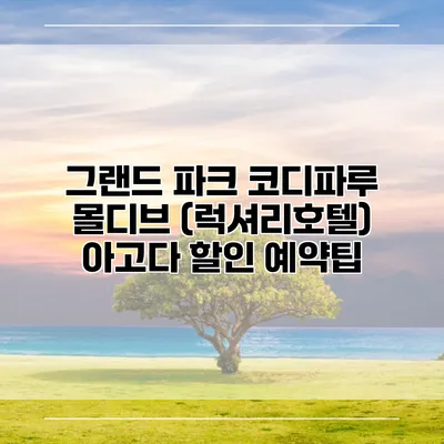 그랜드 파크 코디파루 몰디브 (럭셔리호텔) 아고다 할인 예약팁
