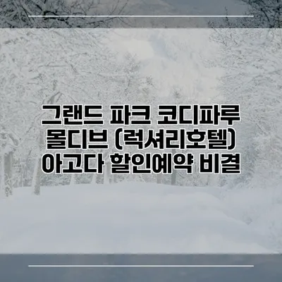 그랜드 파크 코디파루 몰디브 (럭셔리호텔) 아고다 할인예약 비결