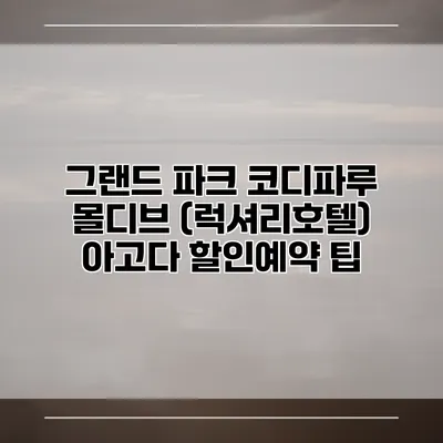 그랜드 파크 코디파루 몰디브 (럭셔리호텔) 아고다 할인예약 팁