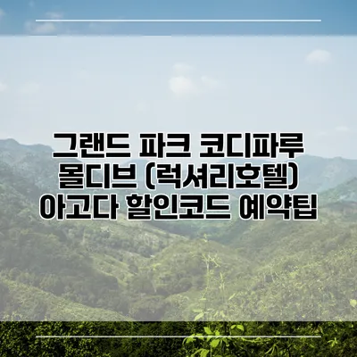 그랜드 파크 코디파루 몰디브 (럭셔리호텔) 아고다 할인코드 예약팁