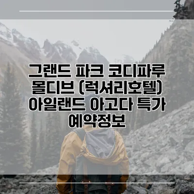 그랜드 파크 코디파루 몰디브 (럭셔리호텔) 아일랜드 아고다 특가 예약정보