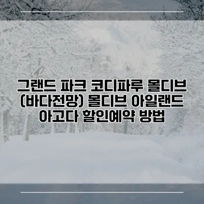 그랜드 파크 코디파루 몰디브 (바다전망) 몰디브 아일랜드 아고다 할인예약 방법