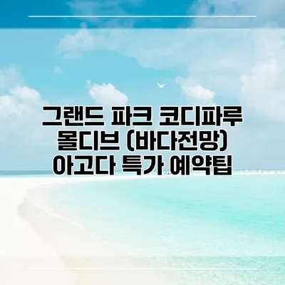 그랜드 파크 코디파루 몰디브 (바다전망) 아고다 특가 예약팁
