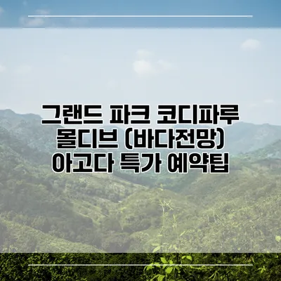 그랜드 파크 코디파루 몰디브 (바다전망) 아고다 특가 예약팁