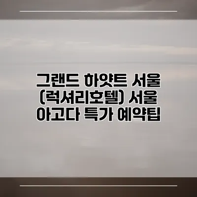 그랜드 하얏트 서울 (럭셔리호텔) 서울 아고다 특가 예약팁