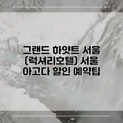 그랜드 하얏트 서울 (럭셔리호텔) 서울 아고다 할인 예약팁