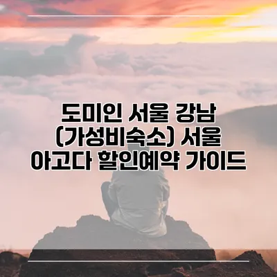 도미인 서울 강남 (가성비숙소) 서울 아고다 할인예약 가이드