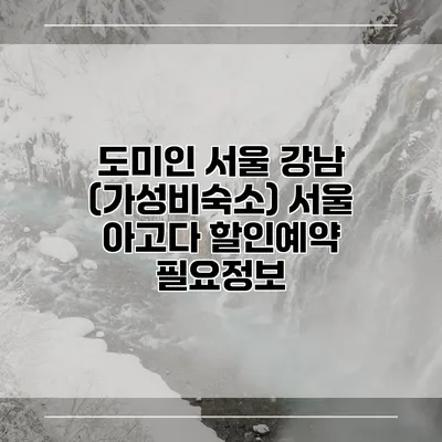 도미인 서울 강남 (가성비숙소) 서울 아고다 할인예약 필요정보