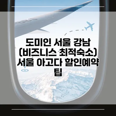 도미인 서울 강남 (비즈니스 최적숙소) 서울 아고다 할인예약 팁