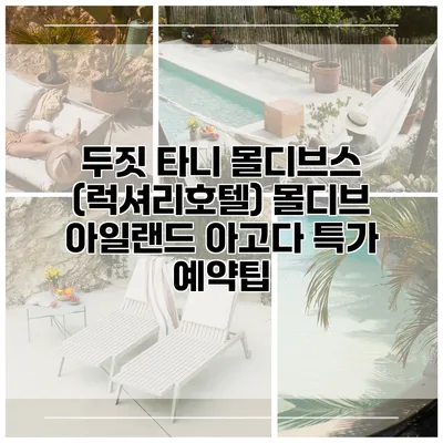 두짓 타니 몰디브스 (럭셔리호텔) 몰디브 아일랜드 아고다 특가 예약팁