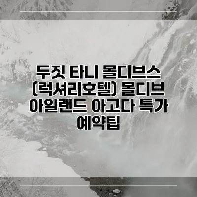 두짓 타니 몰디브스 (럭셔리호텔) 몰디브 아일랜드 아고다 특가 예약팁