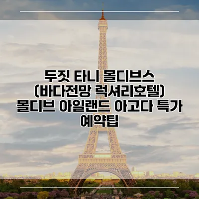 두짓 타니 몰디브스 (바다전망 럭셔리호텔) 몰디브 아일랜드 아고다 특가 예약팁