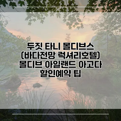 두짓 타니 몰디브스 (바다전망 럭셔리호텔) 몰디브 아일랜드 아고다 할인예약 팁