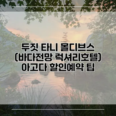 두짓 타니 몰디브스 (바다전망 럭셔리호텔) 아고다 할인예약 팁