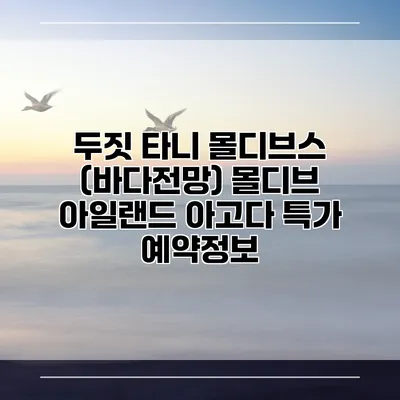 두짓 타니 몰디브스 (바다전망) 몰디브 아일랜드 아고다 특가 예약정보
