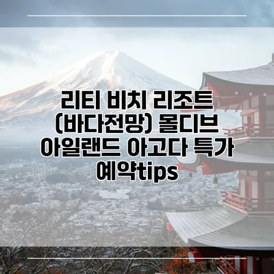 리티 비치 리조트 (바다전망) 몰디브 아일랜드 아고다 특가 예약tips