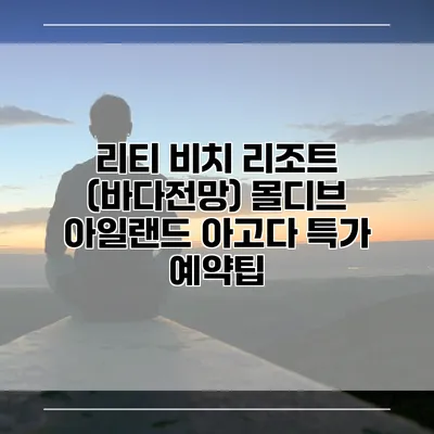 리티 비치 리조트 (바다전망) 몰디브 아일랜드 아고다 특가 예약팁