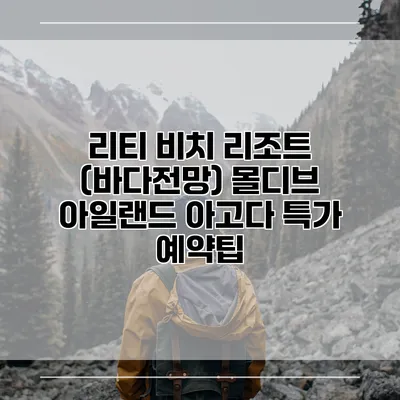 리티 비치 리조트 (바다전망) 몰디브 아일랜드 아고다 특가 예약팁