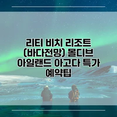 리티 비치 리조트 (바다전망) 몰디브 아일랜드 아고다 특가 예약팁