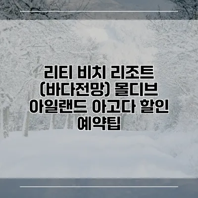 리티 비치 리조트 (바다전망) 몰디브 아일랜드 아고다 할인 예약팁