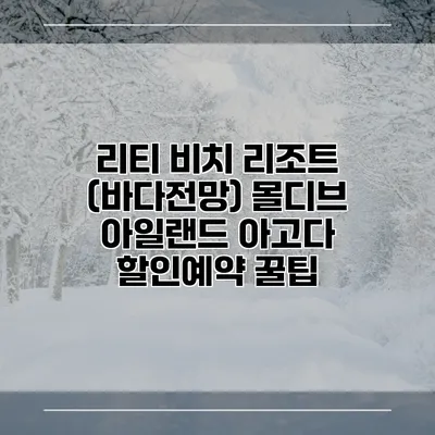 리티 비치 리조트 (바다전망) 몰디브 아일랜드 아고다 할인예약 꿀팁