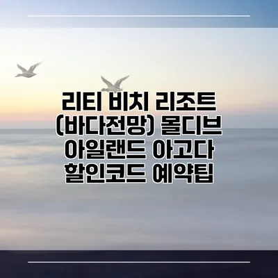 리티 비치 리조트 (바다전망) 몰디브 아일랜드 아고다 할인코드 예약팁