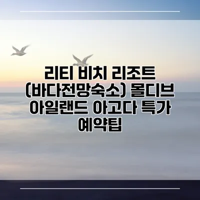 리티 비치 리조트 (바다전망숙소) 몰디브 아일랜드 아고다 특가 예약팁