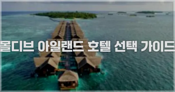 몰디브 아일랜드 호텔 선택 가이드