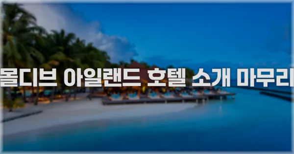 몰디브 아일랜드 호텔 소개 마무리