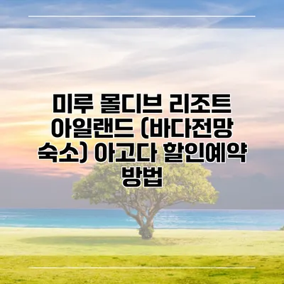 미루 몰디브 리조트 아일랜드 (바다전망 숙소) 아고다 할인예약 방법