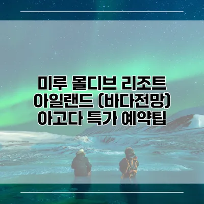 미루 몰디브 리조트 아일랜드 (바다전망) 아고다 특가 예약팁