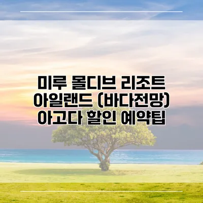 미루 몰디브 리조트 아일랜드 (바다전망) 아고다 할인 예약팁