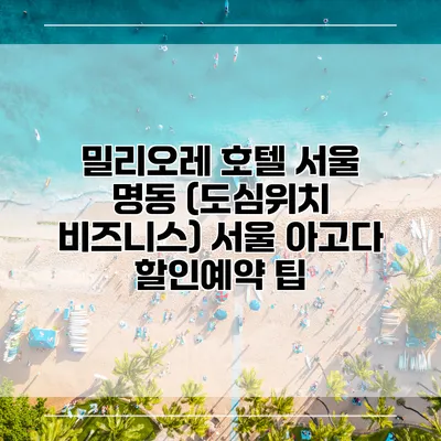 밀리오레 호텔 서울 명동 (도심위치 비즈니스) 서울 아고다 할인예약 팁