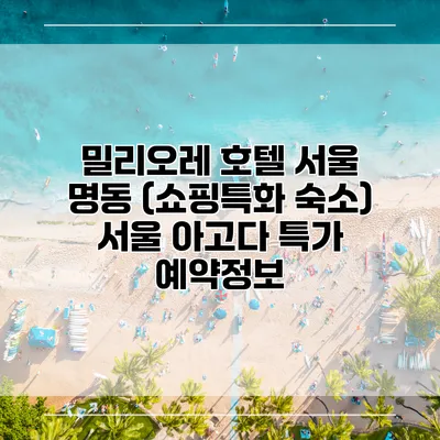 밀리오레 호텔 서울 명동 (쇼핑특화 숙소) 서울 아고다 특가 예약정보
