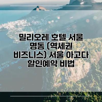 밀리오레 호텔 서울 명동 (역세권 비즈니스) 서울 아고다 할인예약 비법