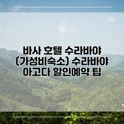 바사 호텔 수라바야 (가성비숙소) 수라바야 아고다 할인예약 팁