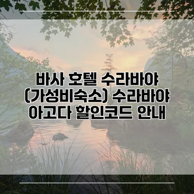 바사 호텔 수라바야 (가성비숙소) 수라바야 아고다 할인코드 안내