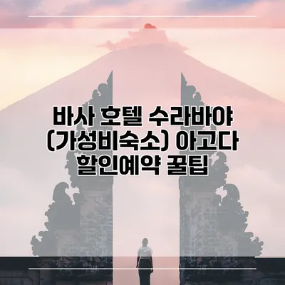 바사 호텔 수라바야 (가성비숙소) 아고다 할인예약 꿀팁