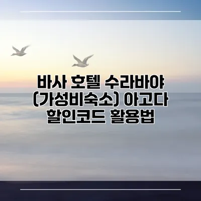 바사 호텔 수라바야 (가성비숙소) 아고다 할인코드 활용법