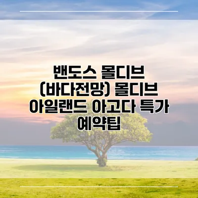 밴도스 몰디브 (바다전망) 몰디브 아일랜드 아고다 특가 예약팁