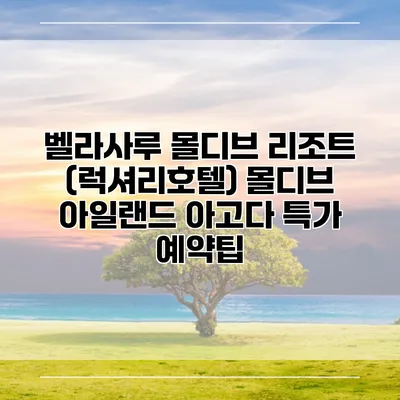 벨라사루 몰디브 리조트 (럭셔리호텔) 몰디브 아일랜드 아고다 특가 예약팁