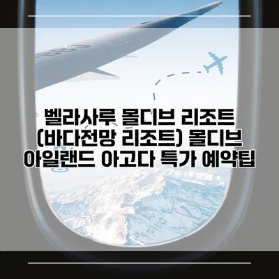 벨라사루 몰디브 리조트 (바다전망 리조트) 몰디브 아일랜드 아고다 특가 예약팁