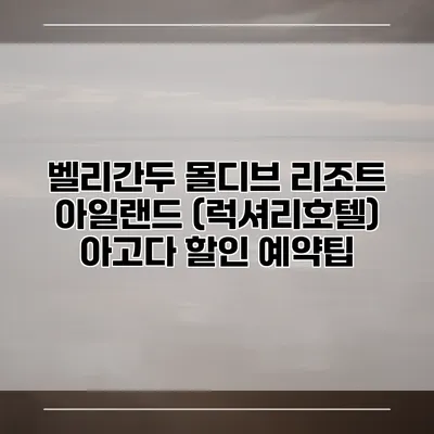 벨리간두 몰디브 리조트 아일랜드 (럭셔리호텔) 아고다 할인 예약팁
