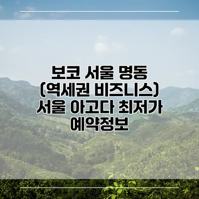 보코 서울 명동 (역세권 비즈니스) 서울 아고다 최저가 예약정보