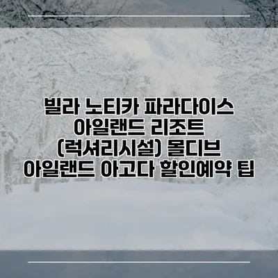 빌라 노티카 파라다이스 아일랜드 리조트 (럭셔리시설) 몰디브 아일랜드 아고다 할인예약 팁