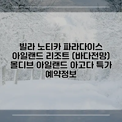빌라 노티카 파라다이스 아일랜드 리조트 (바다전망) 몰디브 아일랜드 아고다 특가 예약정보