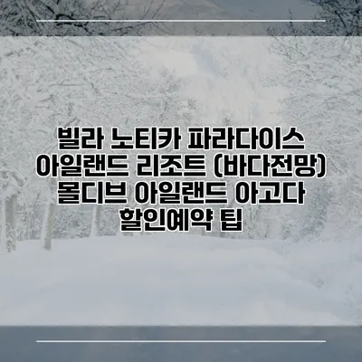 빌라 노티카 파라다이스 아일랜드 리조트 (바다전망) 몰디브 아일랜드 아고다 할인예약 팁