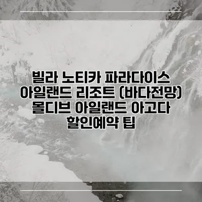 빌라 노티카 파라다이스 아일랜드 리조트 (바다전망) 몰디브 아일랜드 아고다 할인예약 팁