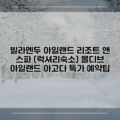 빌라멘두 아일랜드 리조트 앤 스파 (럭셔리숙소) 몰디브 아일랜드 아고다 특가 예약팁